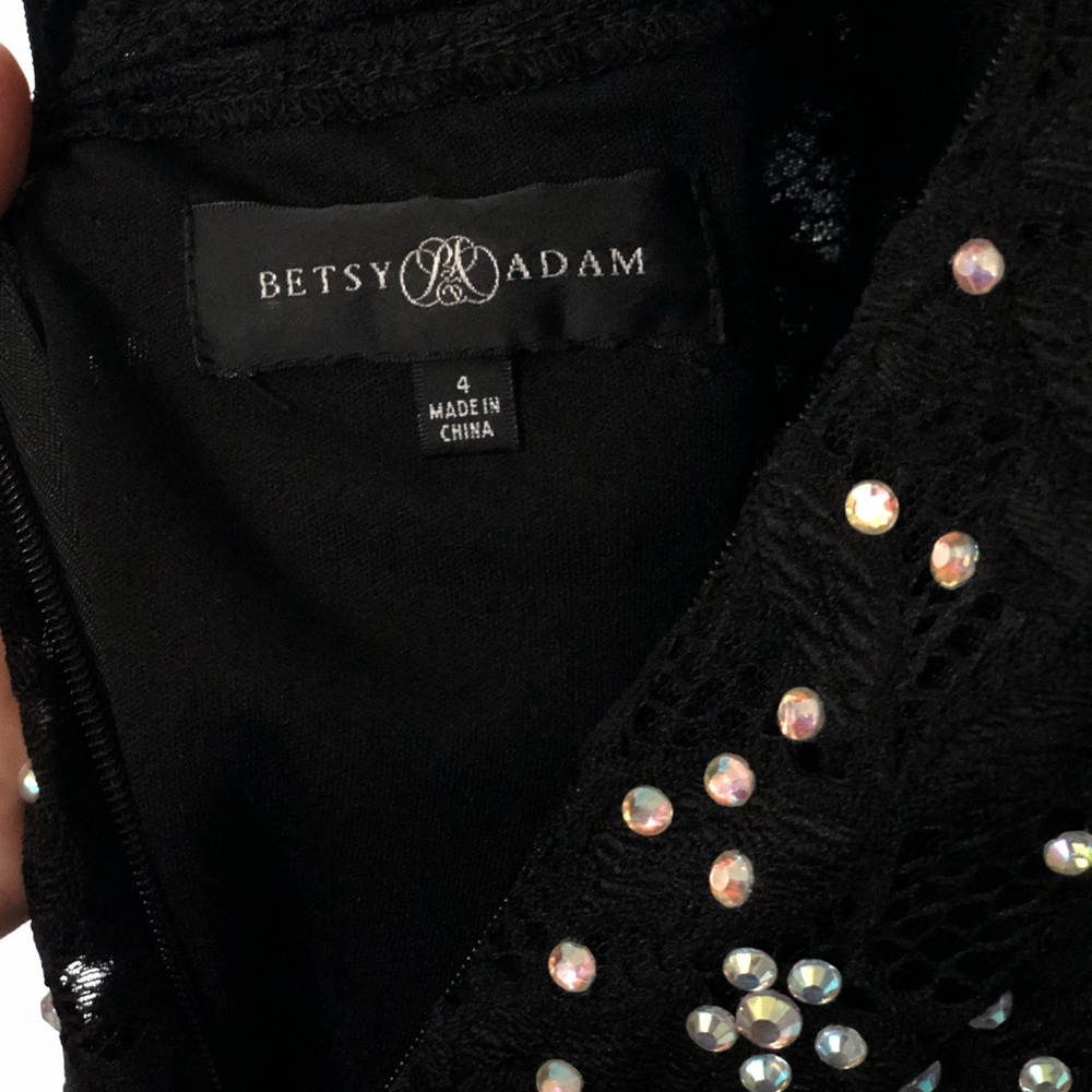 Maxi Black Beaded Evening Dress by Betsy & Adam